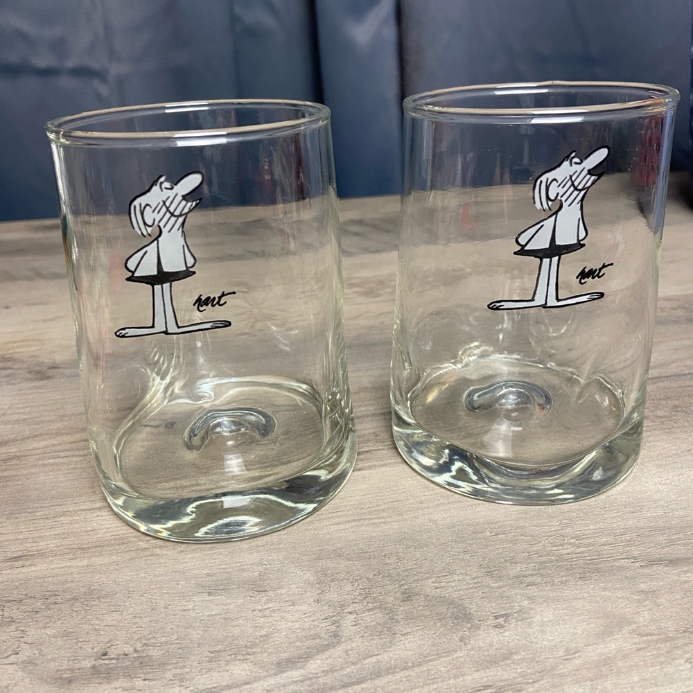 Set‎ of 2 Vtg B.C. Comics Johnny Hart Caveman, drinking whiskey glasses